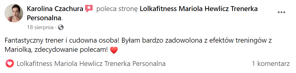 referencje LolkaFitness Mariola Hewlicz